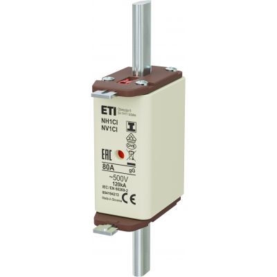 Wkładka topikowa NH zwłoczna KOMBI Zaczepy izolowane NH1C/I gG 80A 500V 004194213 ETI (004194213)